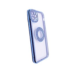 Funda de Silicona Suave con Diseño de Diamantes para Apple iPhone 11 Pro Max Azul